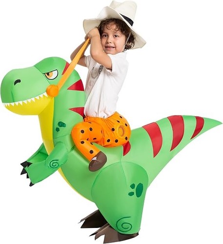 Inflatable green dinosaur - dinosaur, ride